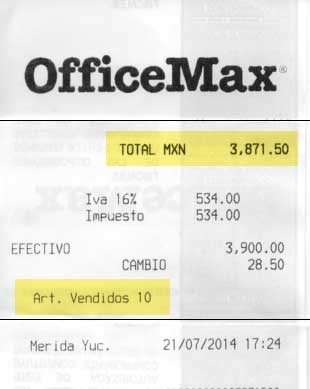 OfficeMax receipt